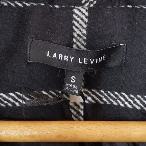 Larry Levine | Black & White Plaid Pea Coat Size Small NWT - Picture 4 of 5